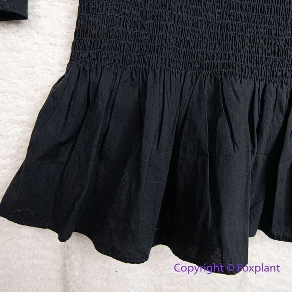 NEW J‎ CREW SMOCKED LG SLEEVE BUTTON UP RUFFLE MINI DRESS black, M - Picture 8 of 16